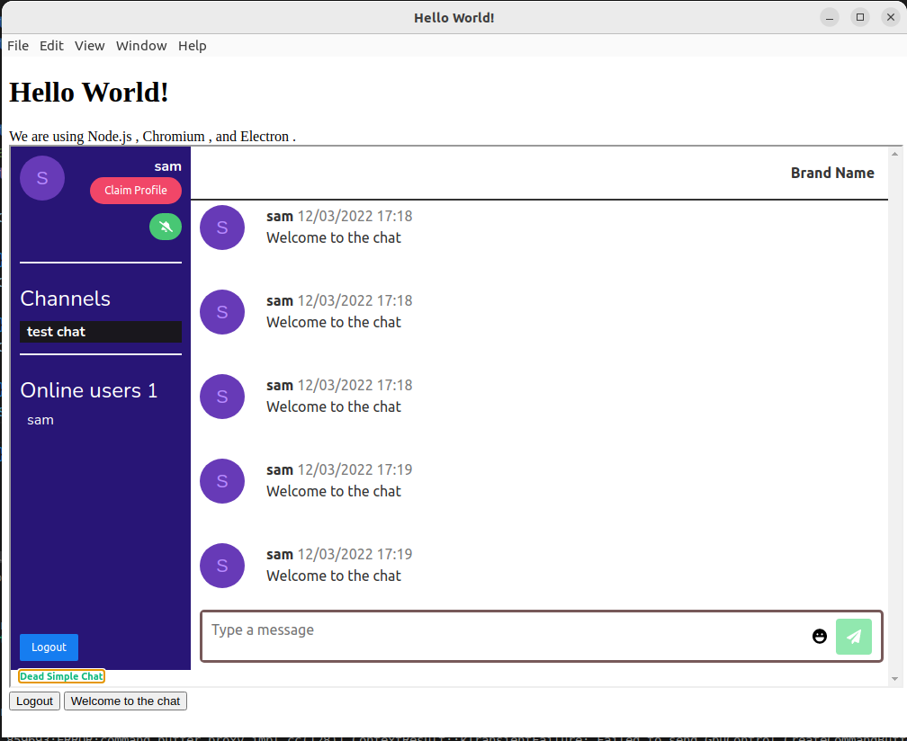 Electron Chat App for Desktop 